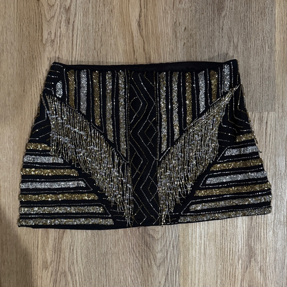 Black and Gold Embellished Women's Skirt
